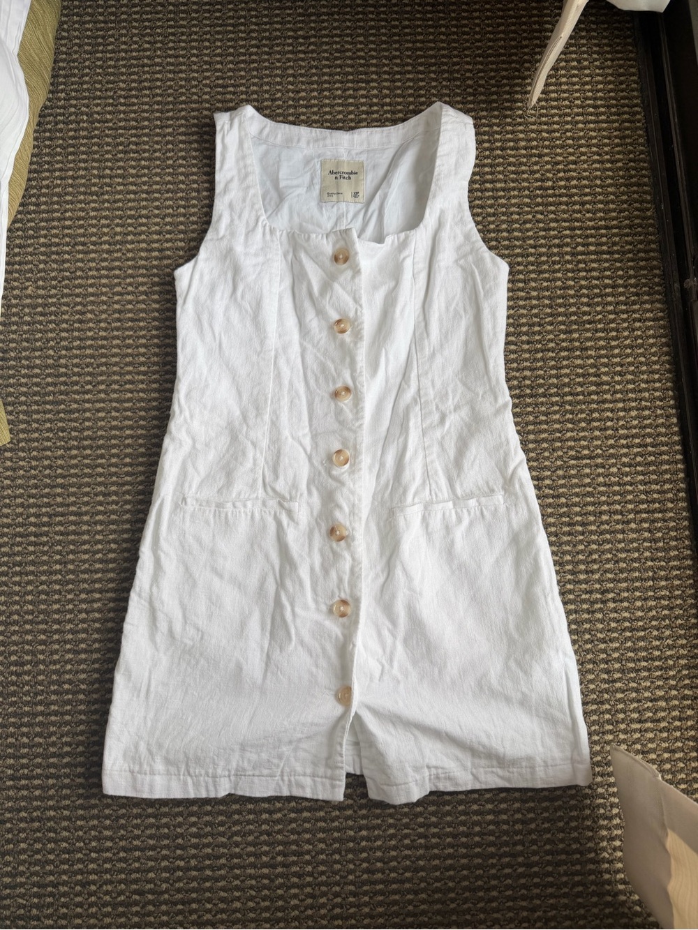 Abercrombie & Fitch White Sleeveless Button-Front Mini Dress